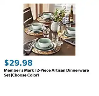 Sam's Club Member's Mark 12-Piece Artisan Dinnerware Set (Choose Color) offer