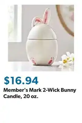 Sam's Club Member's Mark 2-Wick Bunny Candle, 20 oz offer