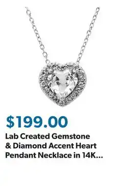 Sam's Club Lab Created Gemstone & Diamond Accent Heart Pendant Necklace in 14K Gold offer