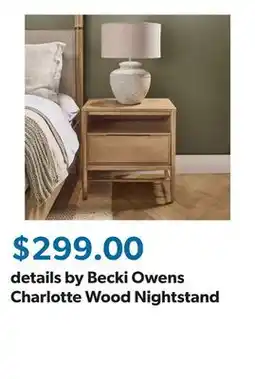 Sam's Club details by Becki Owens Charlotte Wood Nightstand offer