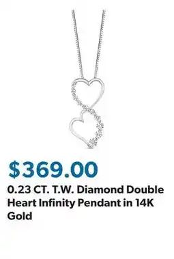 Sam's Club 0.23 CT. T.W. Diamond Double Heart Infinity Pendant in 14K Gold offer