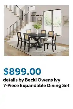 Sam's Club details by Becki Owens Ivy 7-Piece Expandable Dining Set offer