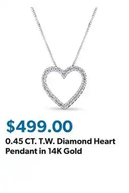 Sam's Club 0.45 CT. T.W. Diamond Heart Pendant in 14K Gold offer