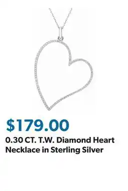 Sam's Club 0.30 CT. T.W. Diamond Heart Necklace in Sterling Silver offer