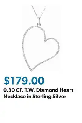 Sam's Club 0.30 CT. T.W. Diamond Heart Necklace in Sterling Silver offer