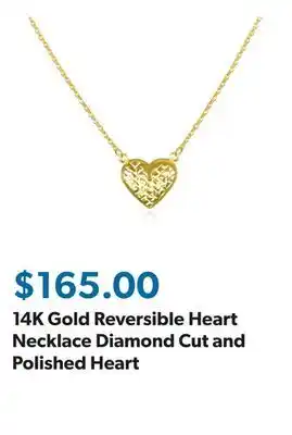 Sam's Club 14K Gold Reversible Heart Necklace Diamond Cut and Polished Heart offer