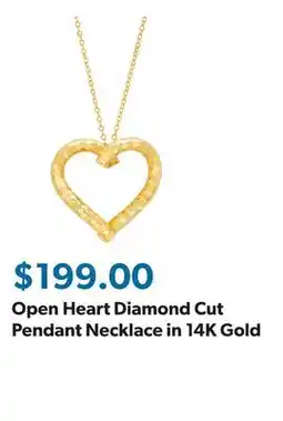 Sam's Club Open Heart Diamond Cut Pendant Necklace in 14K Gold offer