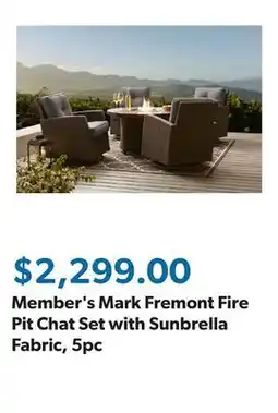 Sam's Club Member's Mark Fremont Fire Pit Chat Set with Sunbrella Fabric, 5pc offer