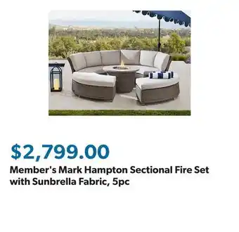 Sam's Club Member's Mark Hampton Sectional Fire Set with Sunbrella Fabric, 5pc offer