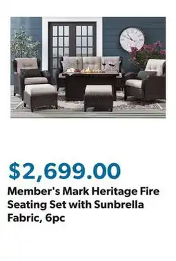 Sam's Club Member's Mark Heritage Fire Seating Set with Sunbrella Fabric, 6pc offer