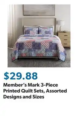 Sam's Club Member's Mark 3-Piece Printed Quilt Sets, Assorted Designs and Sizes offer