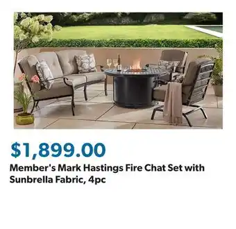 Sam's Club Member's Mark Hastings Fire Chat Set with Sunbrella Fabric, 4pc offer