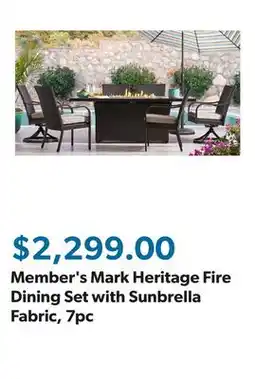 Sam's Club Member's Mark Heritage Fire Dining Set with Sunbrella Fabric, 7pc offer