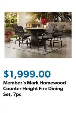 Sam's Club Member's Mark Homewood Counter Height Fire Dining Set, 7pc offer