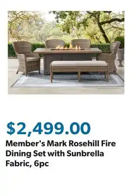 Sam's Club Member's Mark Rosehill Fire Dining Set with Sunbrella Fabric, 6pc offer