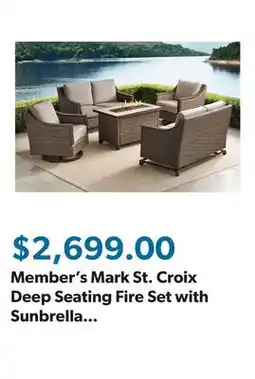 Sam's Club Member's Mark St. Croix Deep Seating Fire Set with Sunbrella Fabric, 5pc offer