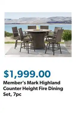 Sam's Club Member's Mark Highland Counter Height Fire Dining Set, 7pc offer