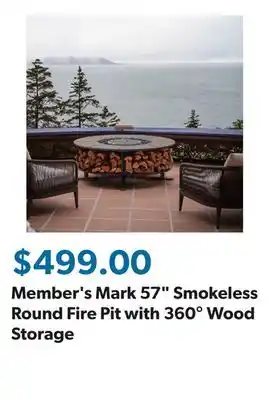 Sam's Club Member's Mark 57 Smokeless Round Fire Pit with 360° Wood Storage offer