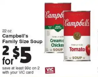 Harris Teeter Campbell's Family Size Soup offer