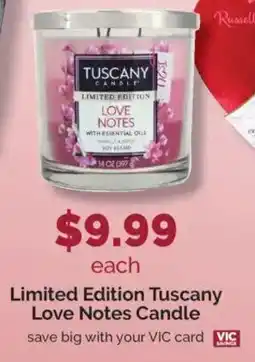 Harris Teeter Limited Edition Tuscany Love Notes Candle offer