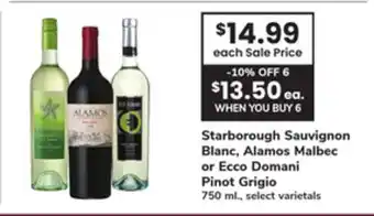 ACME Starborough Sauvignon Blanc, Alamos Malbec or Ecco Domani Pinot Grigio offer