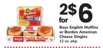 ACME Bays English Muffins or Borden American Cheese Singles offer