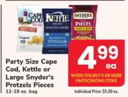 ACME Party Size Cape Cod, Kettle or Large Snyder's Pretzels Pieces offer