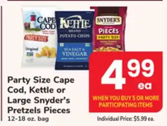 ACME Party Size Cape Cod, Kettle or Large Snyder's Pretzels Pieces offer