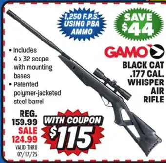 Big 5 Gamo Black Cat Whisper .177 Cal. Air Rifle offer