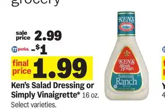 Meijer Ken's Salad Dressing or Simply Vinaigrette offer