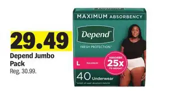 Meijer Depend Jumbo Pack offer