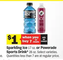 Meijer Sparkling Ice 17 oz. or Powerade Sports Drink 28 oz offer