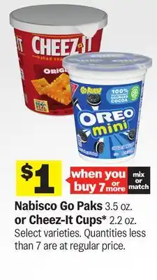 Meijer Nabisco Go Paks 3.5 oz. or Cheez-It Cups* 2.2 oz offer