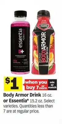 Meijer Body Armor Drink 16 oz. or Essentia 15.2 oz offer