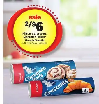 Meijer Pillsbury Crescents, Cinnamon Rolls or Grands Biscuits offer