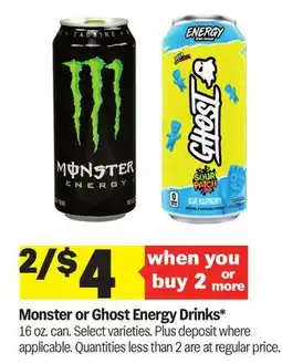 Meijer Monster or Ghost Energy Drinks offer