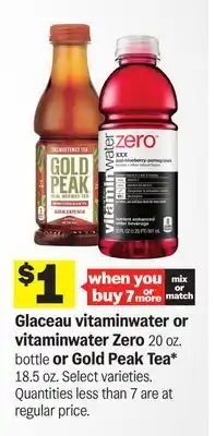 Meijer Glaceau vitaminwater or vitaminwater Zero 20 oz. bottle or Gold Peak Tea* 18.5 oz offer