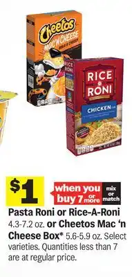 Meijer Pasta Roni or Rice-A-Roni 4.3-7.2 oz. or Cheetos Mac 'n Cheese Box* 5.6-5.9 oz offer