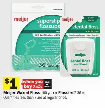 Meijer Meijer Waxed Floss 100 yd. or Flossers 36 ct offer