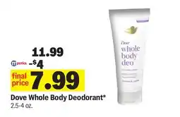 Meijer Dove Whole Body Deodorant offer