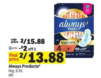 Meijer Always Products offer