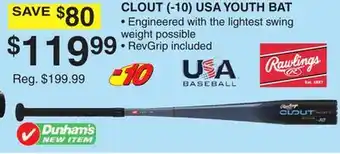 Dunham's Sports CLOUT (-10) USA YOUTH BAT offer