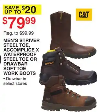 Dunham's Sports MEN'S STRIVER STEEL TOE, ACCOMPLICE X WATERPROOF STEEL TOE OR DRAWBAR SOFT TOE WORK BOOTS offer