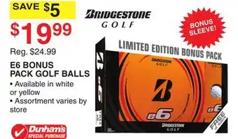 Dunham's Sports E6 BONUS PACK GOLF BALLS offer