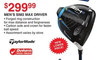 Dunham's Sports TAYLORMADE MEN'S SIM2 MAX DRIVER offer