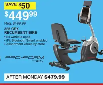 Dunham's Sports 325 CSX RECUMBENT BIKE offer