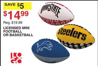 Dunham's Sports LICENSED MINI FOOTBALL OR BASKETBALL offer