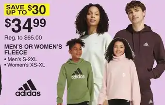 Dunham's Sports ADIDAS MEN'S OR WOMEN'S FLEECE offer