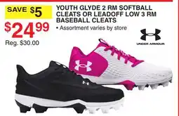 Dunham's Sports YOUTH GLYDE 2 RM SOFTBALL CLEATS OR LEADOFF LOW 3 RM BASEBALL CLEATS offer