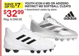 Dunham's Sports YOUTH ICON 8 MD OR ADIZERO INSTINCT MD SOFTBALL CLEATS offer